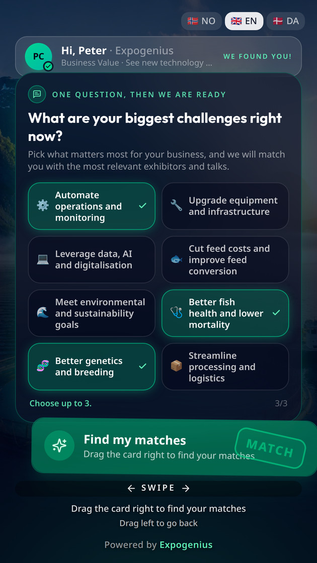 Expogenius Visitor asking a professional visitor to choose current business challenges